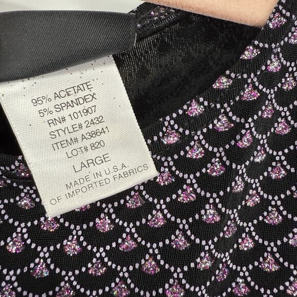 Citiknits Glitter Tank Top Women Size Large Pink Black Slinky Scoopneck Pullover - Picture 6 of 8